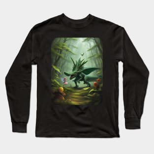 Fairy and Dinosaur meet up in the Forest, Long Sleeve T-Shirt